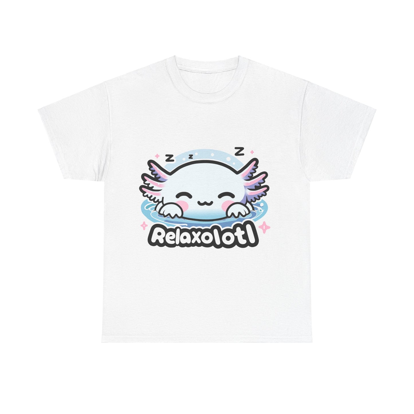 Cartoon Axolotl T-Shirt, Kawaii Aquatic Animal Tee, Cute Relaxolotl Lover Gift, unisex cotton shirt