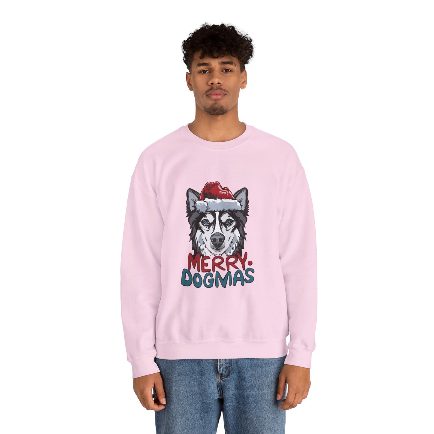 Cute Husky Christmas Sweathirt, Animal Lover Gift For Christmas, Christmas Merry Dogmas Unisex Heavy Blend™ Crewneck Sweatshirt