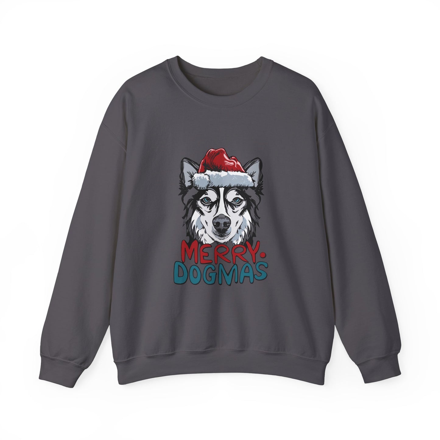 Cute Husky Christmas Sweathirt, Animal Lover Gift For Christmas, Christmas Merry Dogmas Unisex Heavy Blend™ Crewneck Sweatshirt