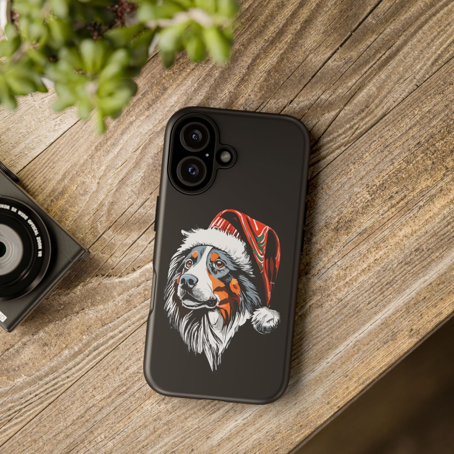 Festive Australian Shepherd Christmas Phone Case - Compatible with 16, 15, Pro Max, Galaxy, & Pixel