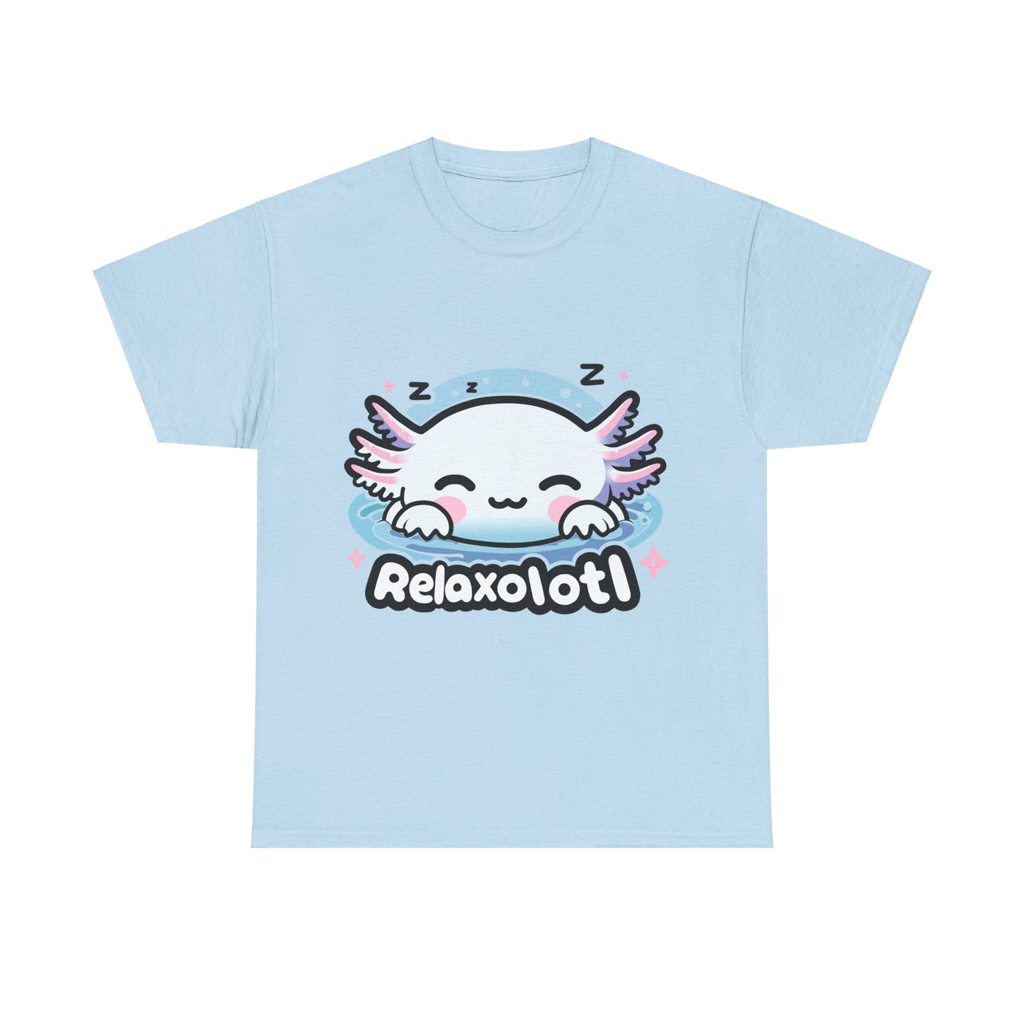 Cartoon Axolotl T-Shirt, Kawaii Aquatic Animal Tee, Cute Relaxolotl Lover Gift, unisex cotton shirt