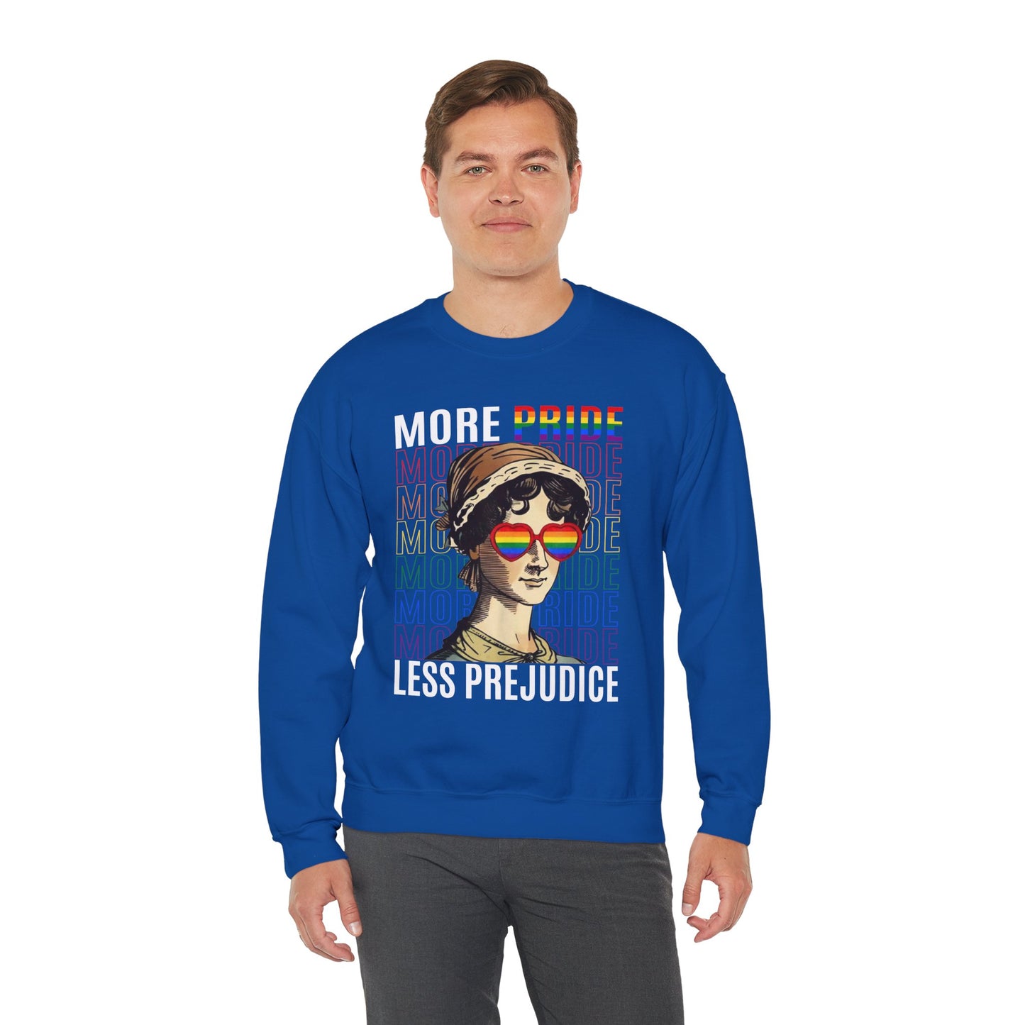 LGBTQ+ More Pride Less Prejudice Jane Austen humorous Pride Rainbow Unisex Sweatshirt