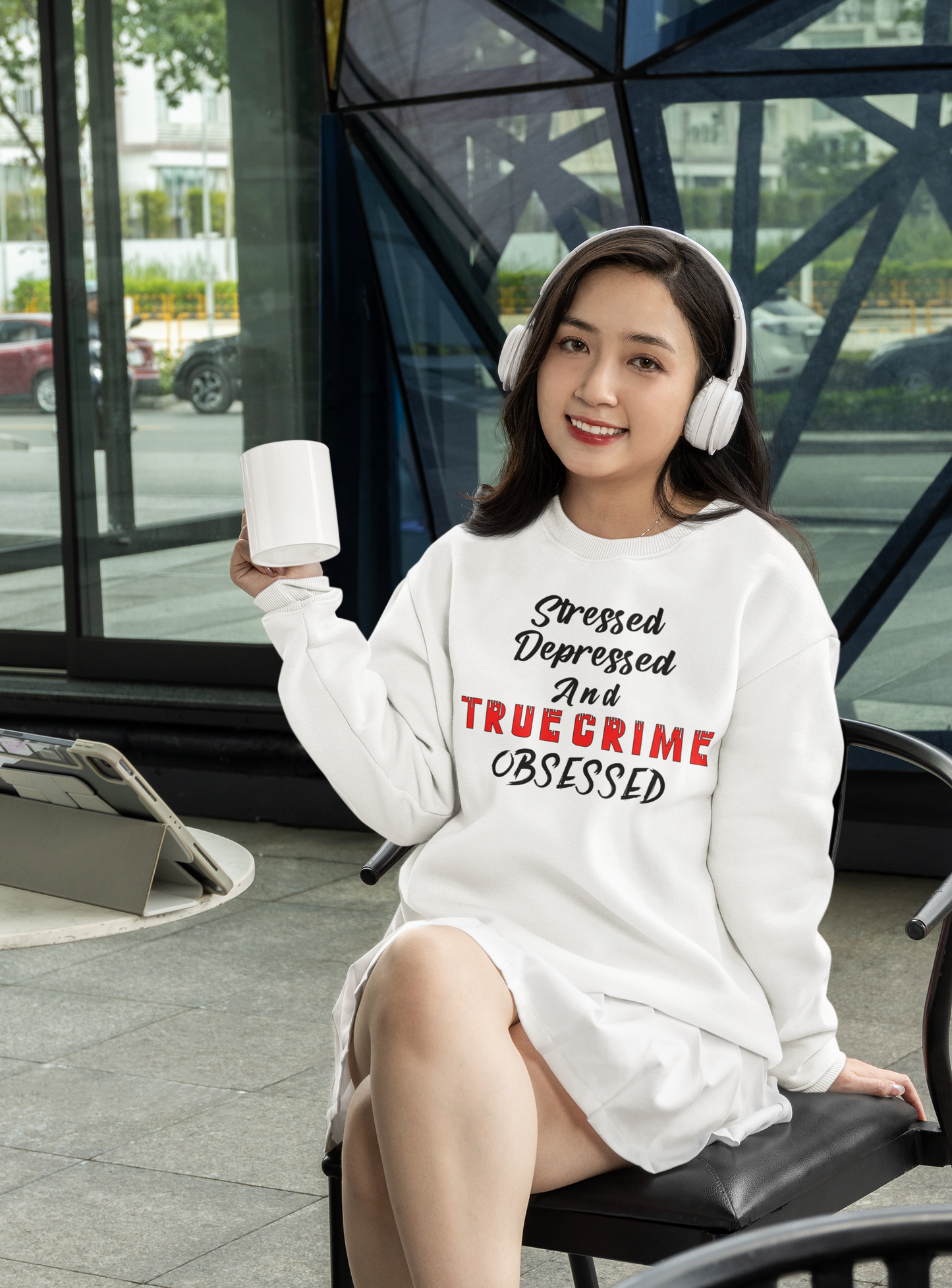 True Crime Lover Sweatshirt, True Crime Fan, Stressed Depressed and True Crime Obsessed