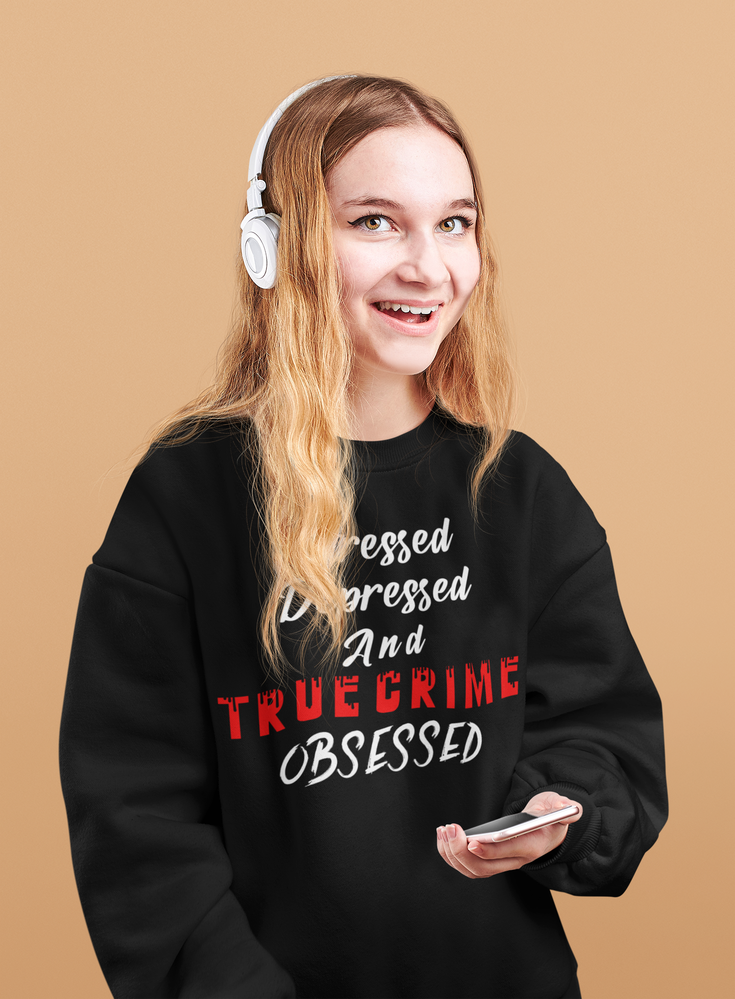 True Crime Lover Sweatshirt, True Crime Fan, Stressed Depressed and True Crime Obsessed