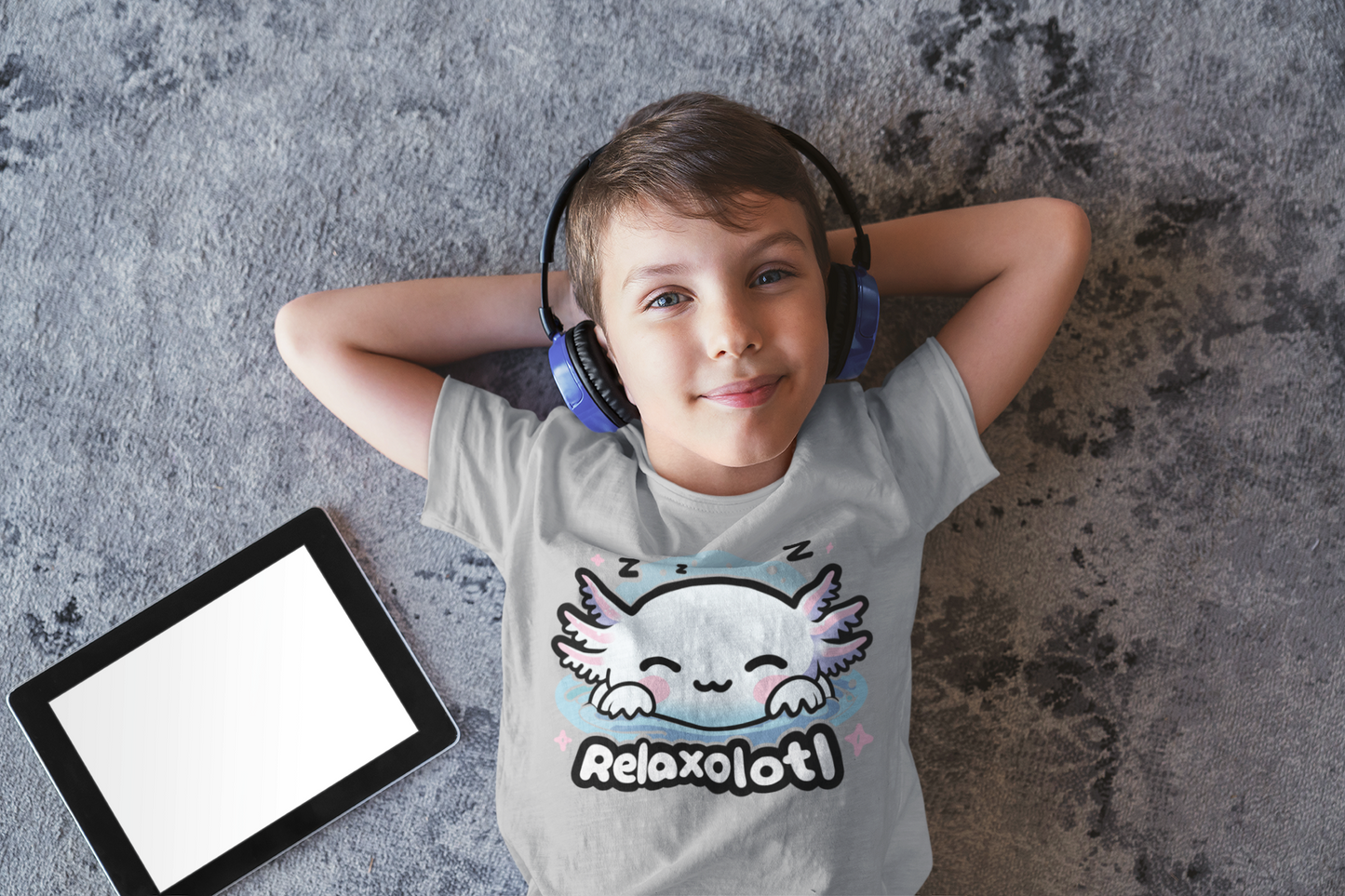 Cartoon kids Axolotl T-Shirt, Kawaii Aquatic Animal Tee, Cute Relaxolotl Lover Gift, unisex cotton shirt