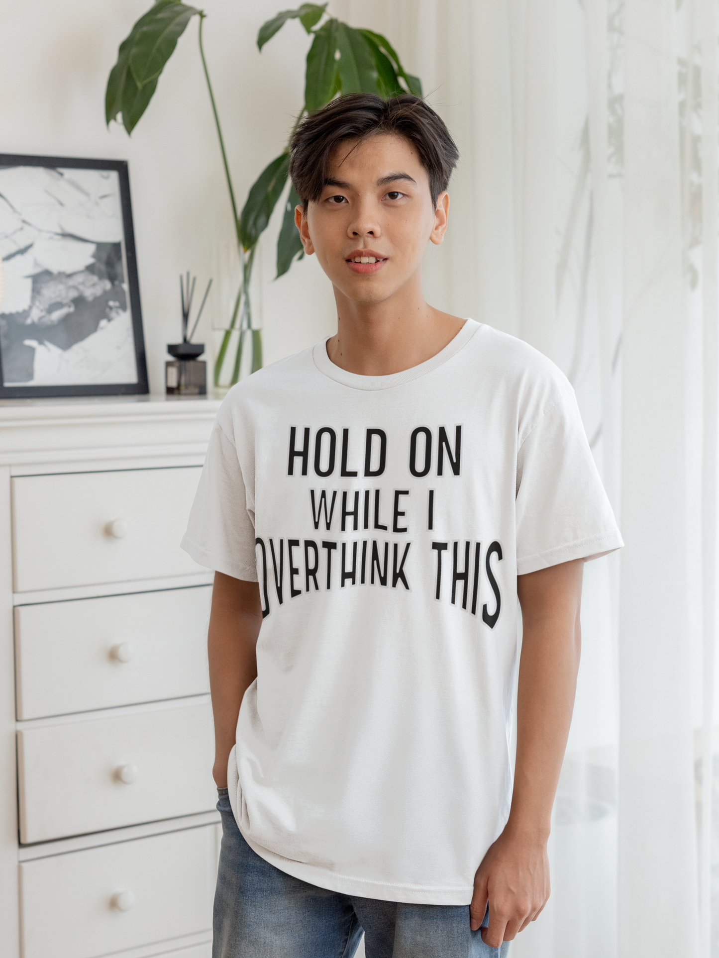 Funny anxiety shirt, hold on while I overthink this , Humorous Mental Health Tshirt