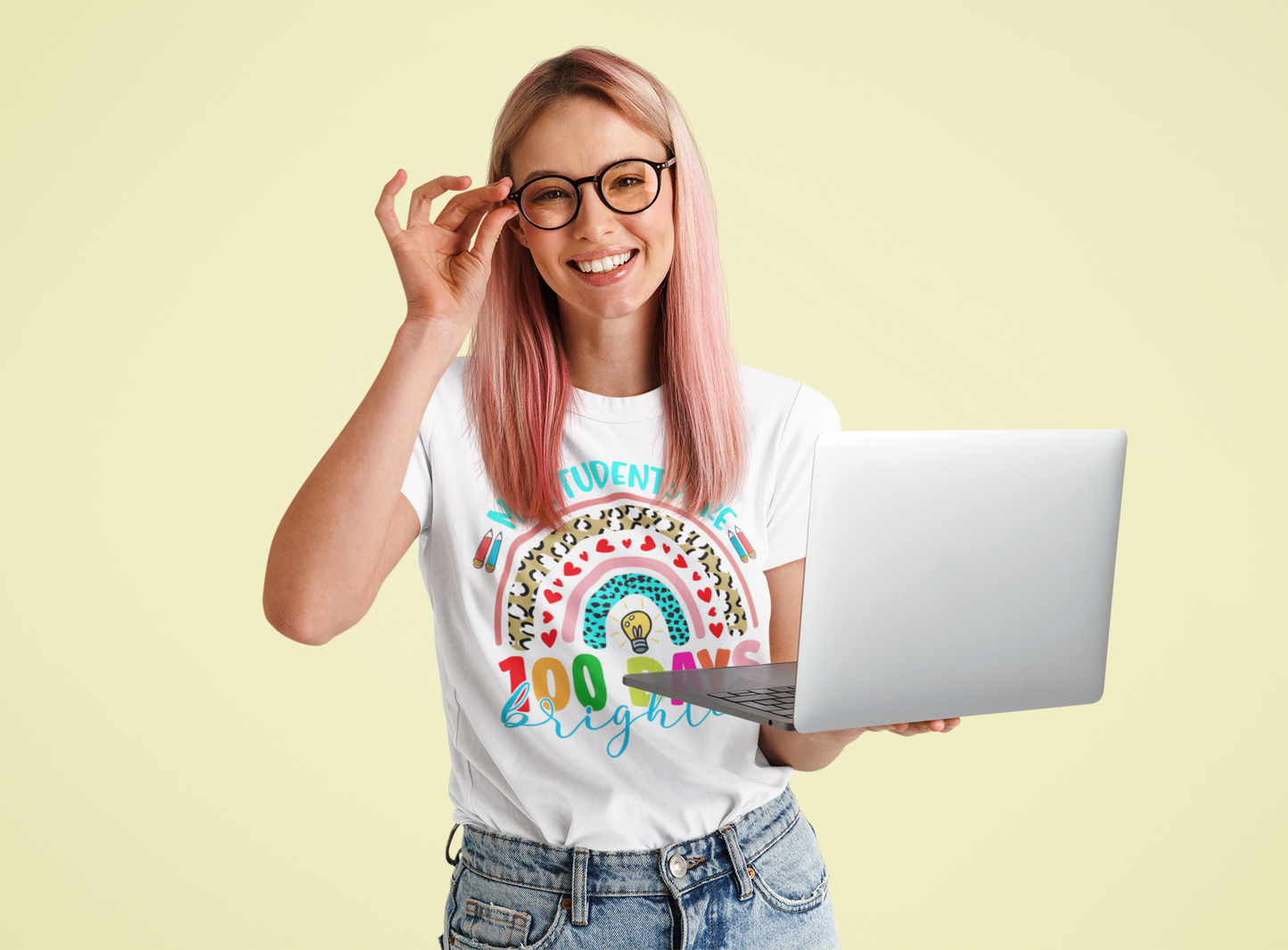 Funny school tshirt, students are 100 days brighter shirt, teacher hundred days tee