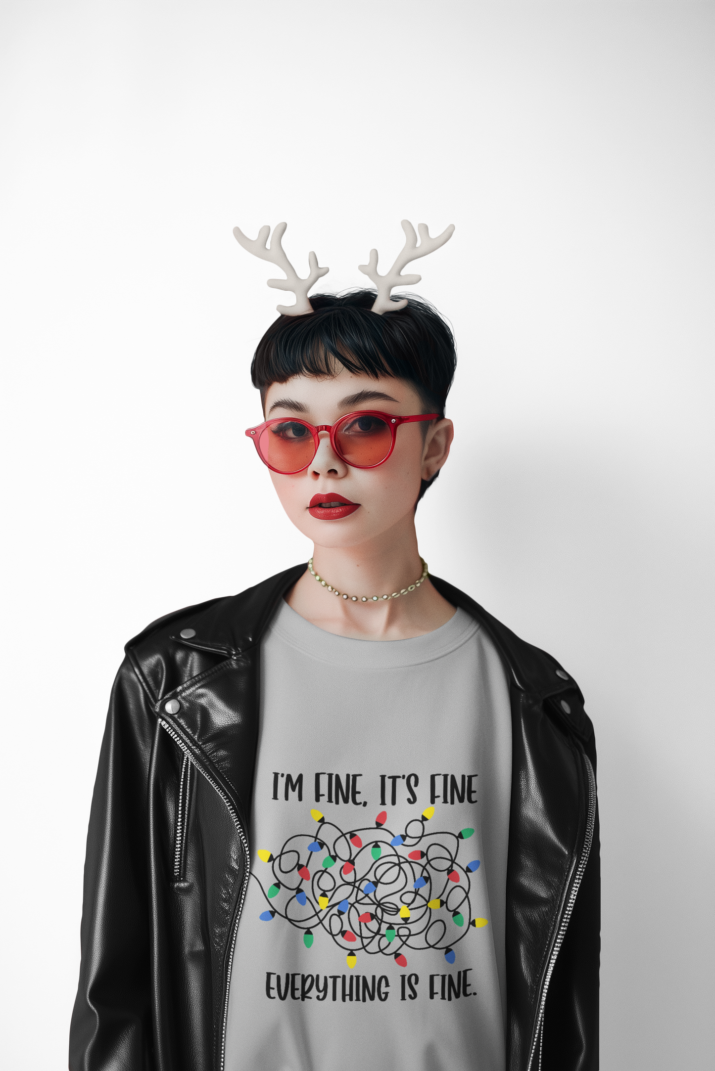 I'm Fine Everything is Fine, Christmas Lights Sweatshirt, Sweatshirts Women, Womens Christmas Sweatshirt, Christmas Sweatshirt