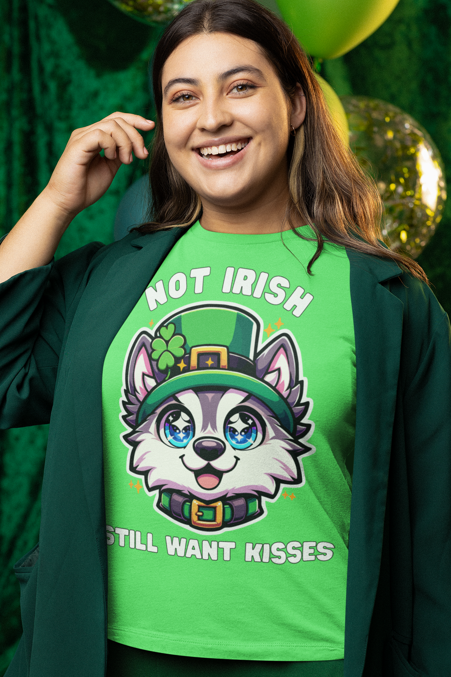 Not Irish But Kissable Husky T-Shirt - St. Patrick’s Day Themed Tee
