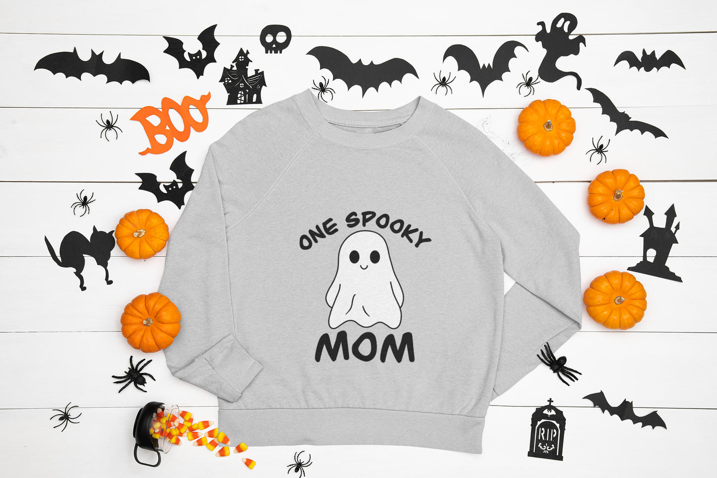 One Spooky Mom Halloween Sweatshirt | Cute Ghost Fall Sweater for Moms