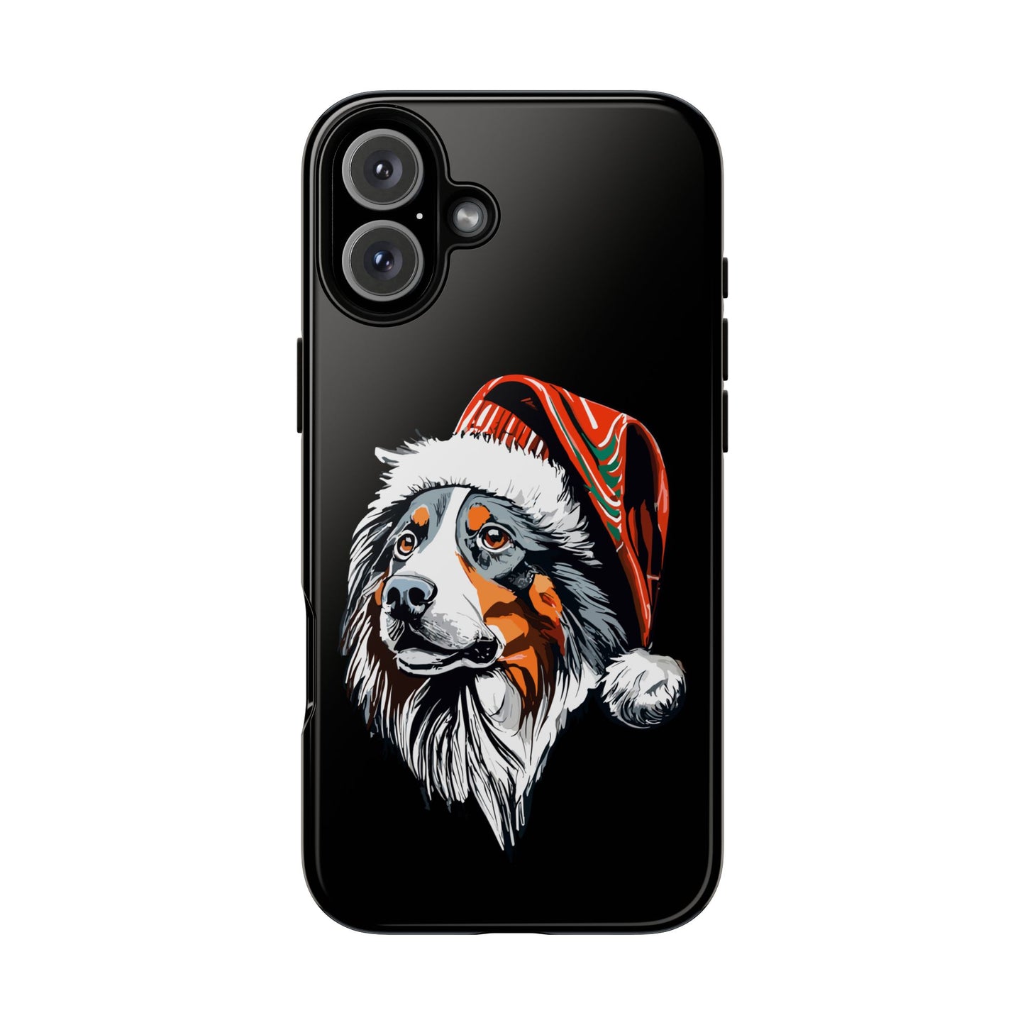 Festive Australian Shepherd Christmas Phone Case - Compatible with 16, 15, Pro Max, Galaxy, & Pixel