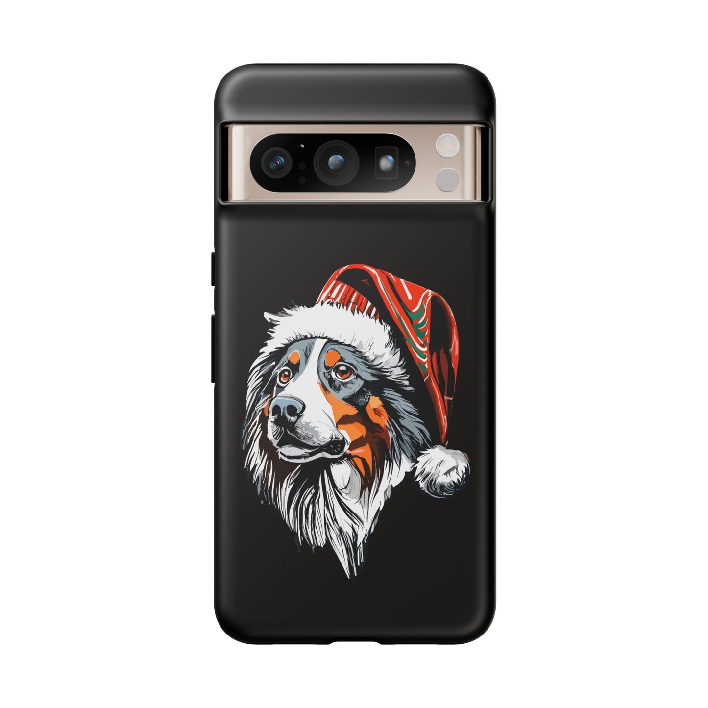 Festive Australian Shepherd Christmas Phone Case - Compatible with 16, 15, Pro Max, Galaxy, & Pixel