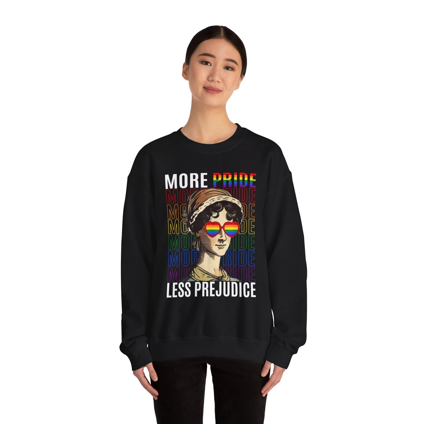 LGBTQ+ More Pride Less Prejudice Jane Austen humorous Pride Rainbow Unisex Sweatshirt