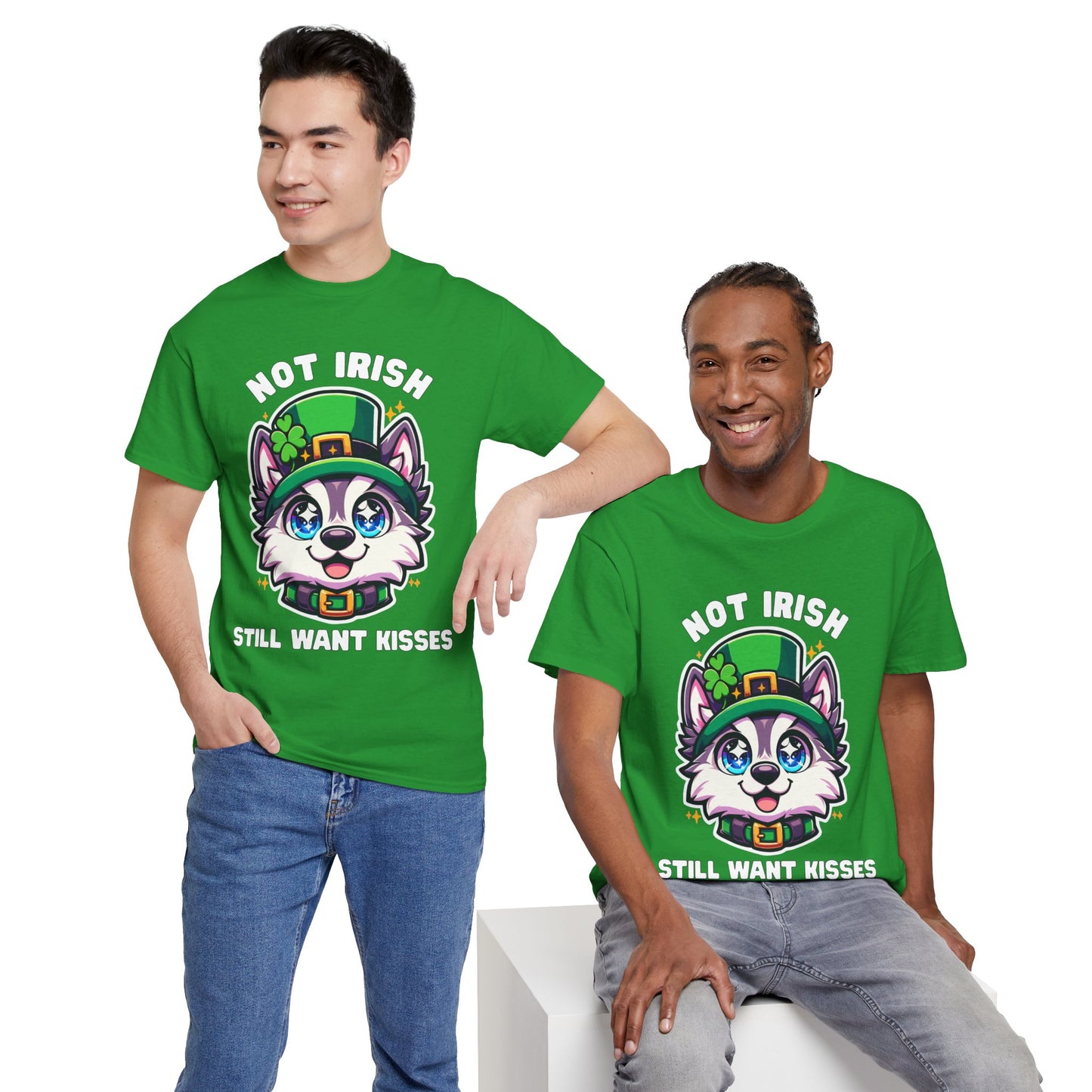 Not Irish But Kissable Husky T-Shirt - St. Patrick’s Day Themed Tee