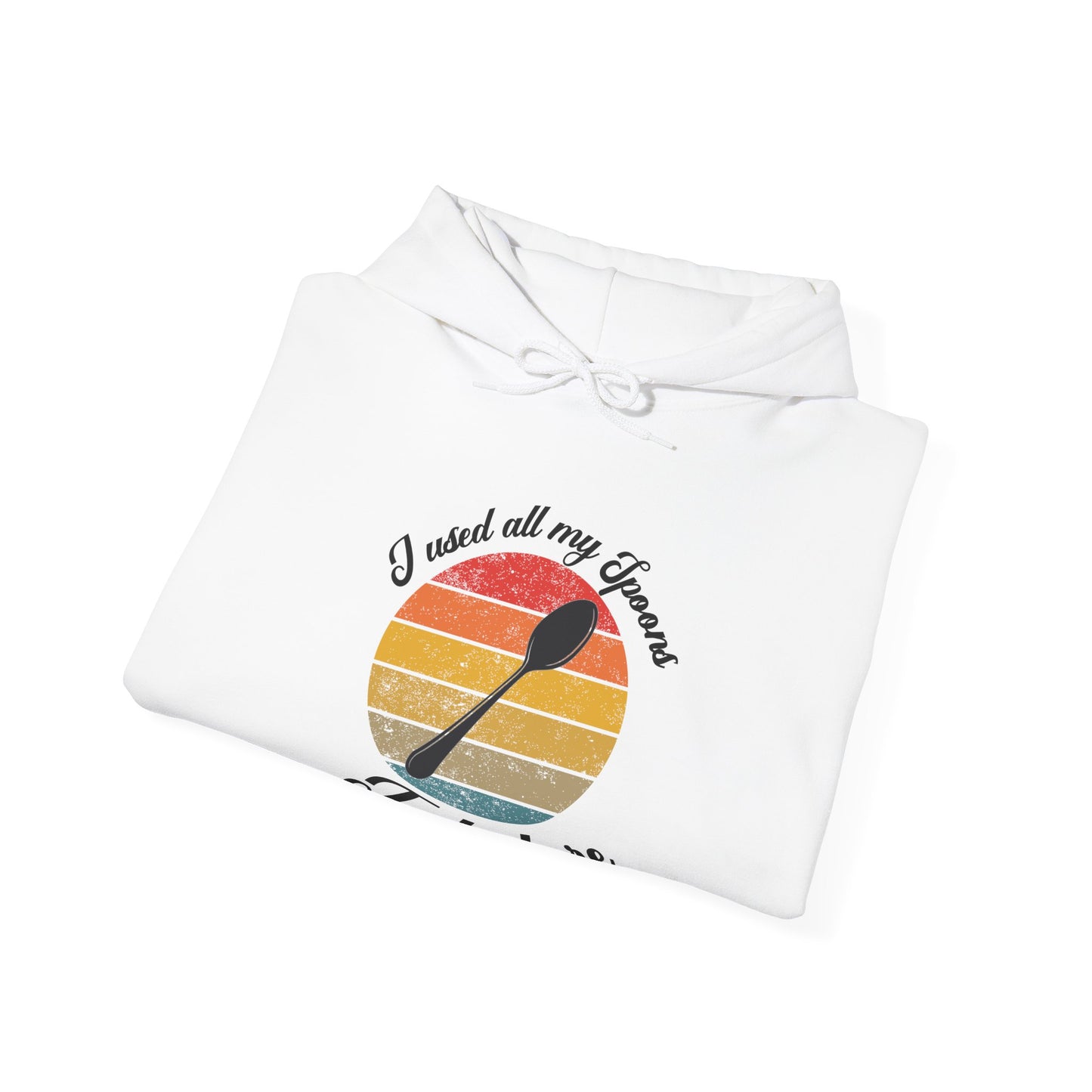 Humorous spoon theory hoodie, "I don't have enough spoons to be here hoodie" Empowering Stylish Comfort Apparel