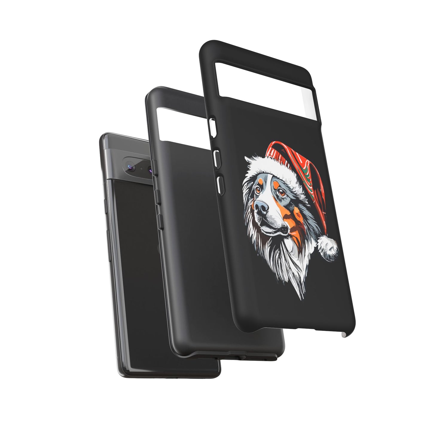 Festive Australian Shepherd Christmas Phone Case - Compatible with 16, 15, Pro Max, Galaxy, & Pixel