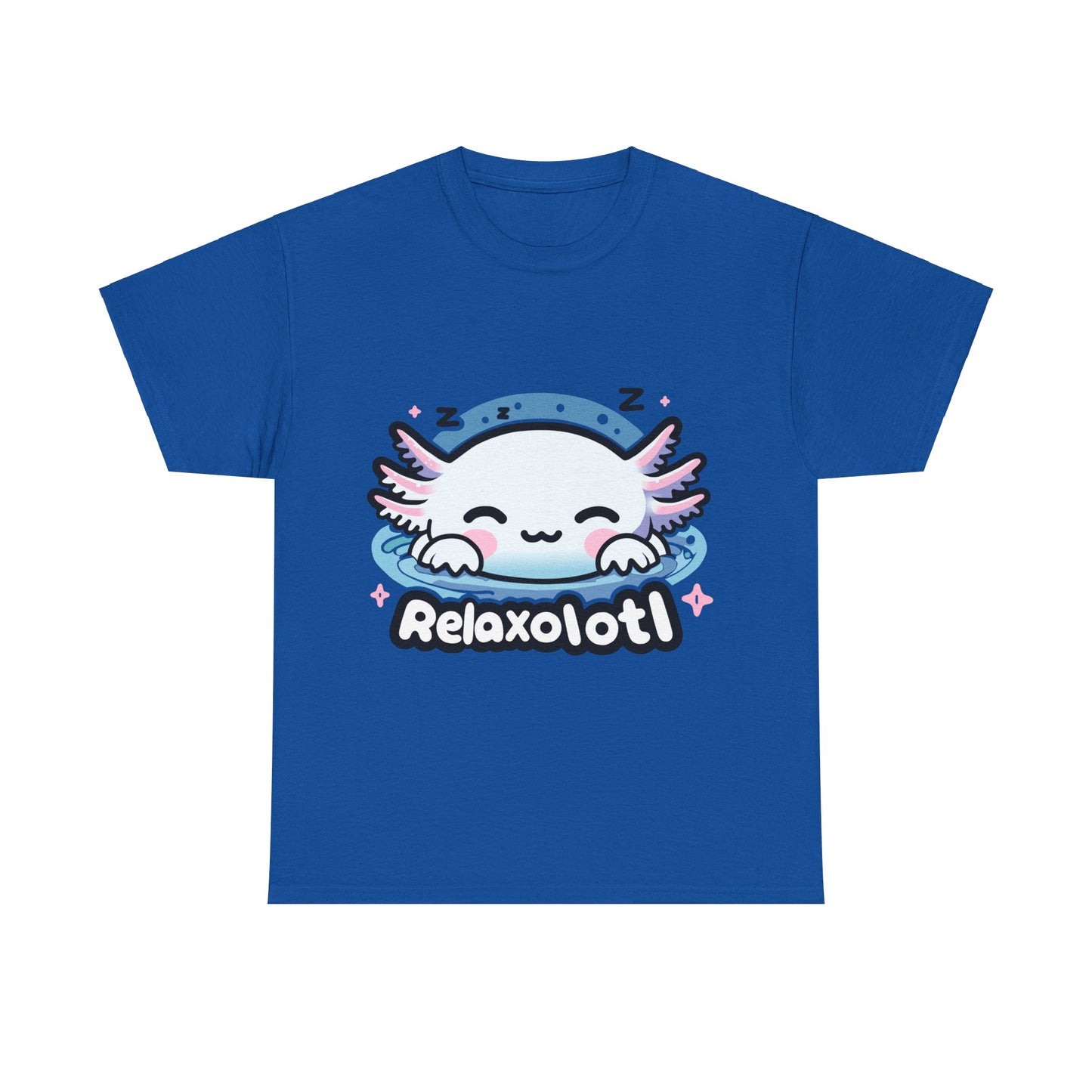 Cartoon Axolotl T-Shirt, Kawaii Aquatic Animal Tee, Cute Relaxolotl Lover Gift, unisex cotton shirt