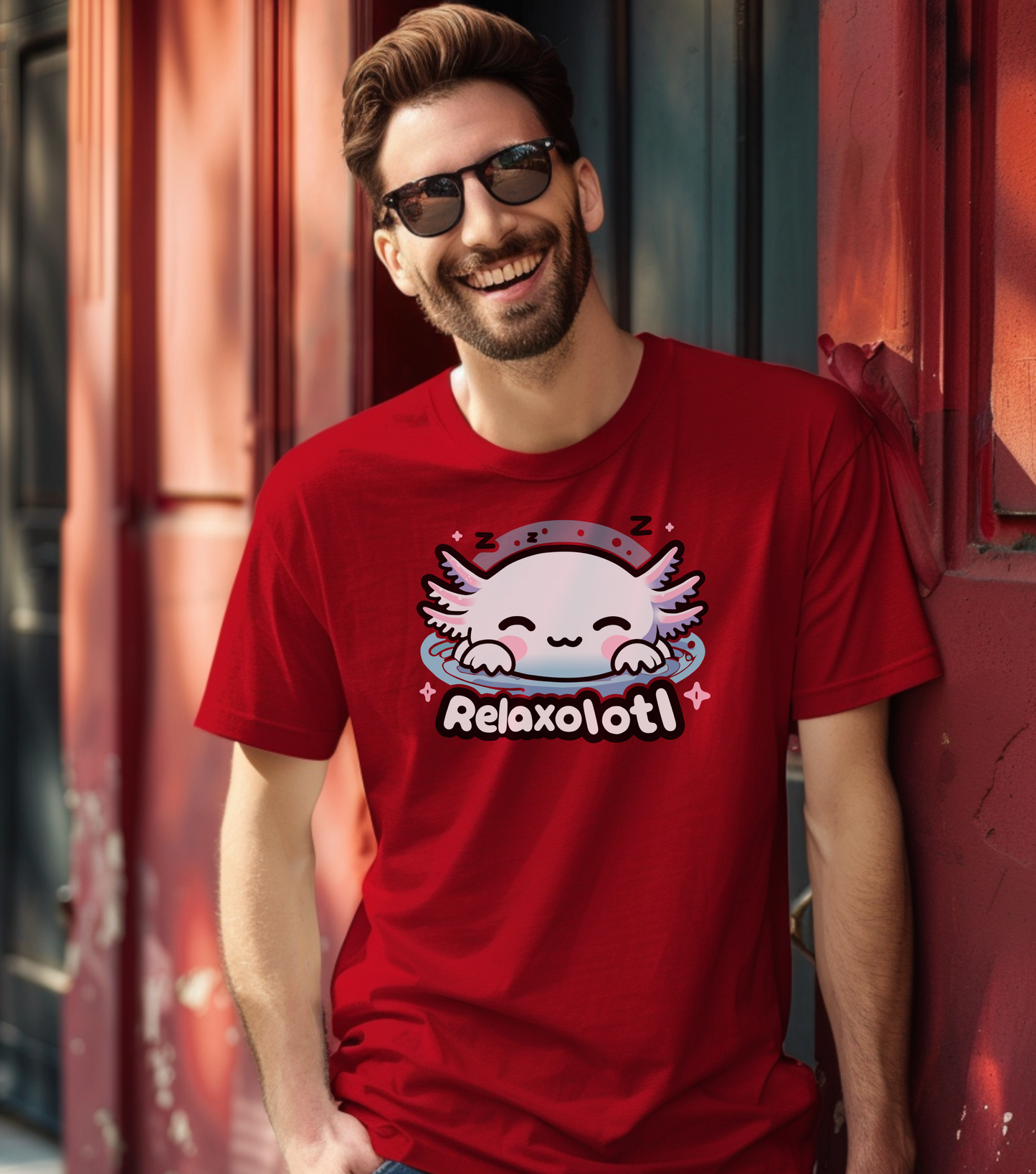 Cartoon Axolotl T-Shirt, Kawaii Aquatic Animal Tee, Cute Relaxolotl Lover Gift, unisex cotton shirt