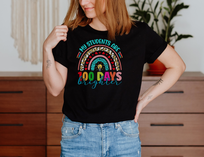 Funny school tshirt, students are 100 days brighter shirt, teacher hundred days tee