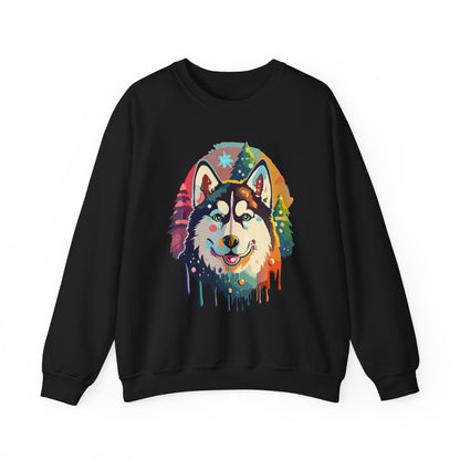 Unisex Christmas Husky Sweatshirt - Cozy Holiday Dog Pullover, Perfect for Winter, Xmas Gift for dog lover