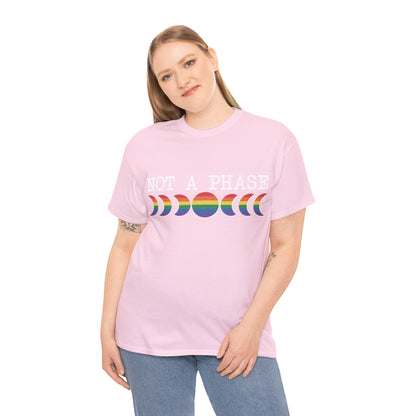 LGBTQ+ Pride "Not a Phase" Rainbow Moon Phases Design Soft T-Shirt