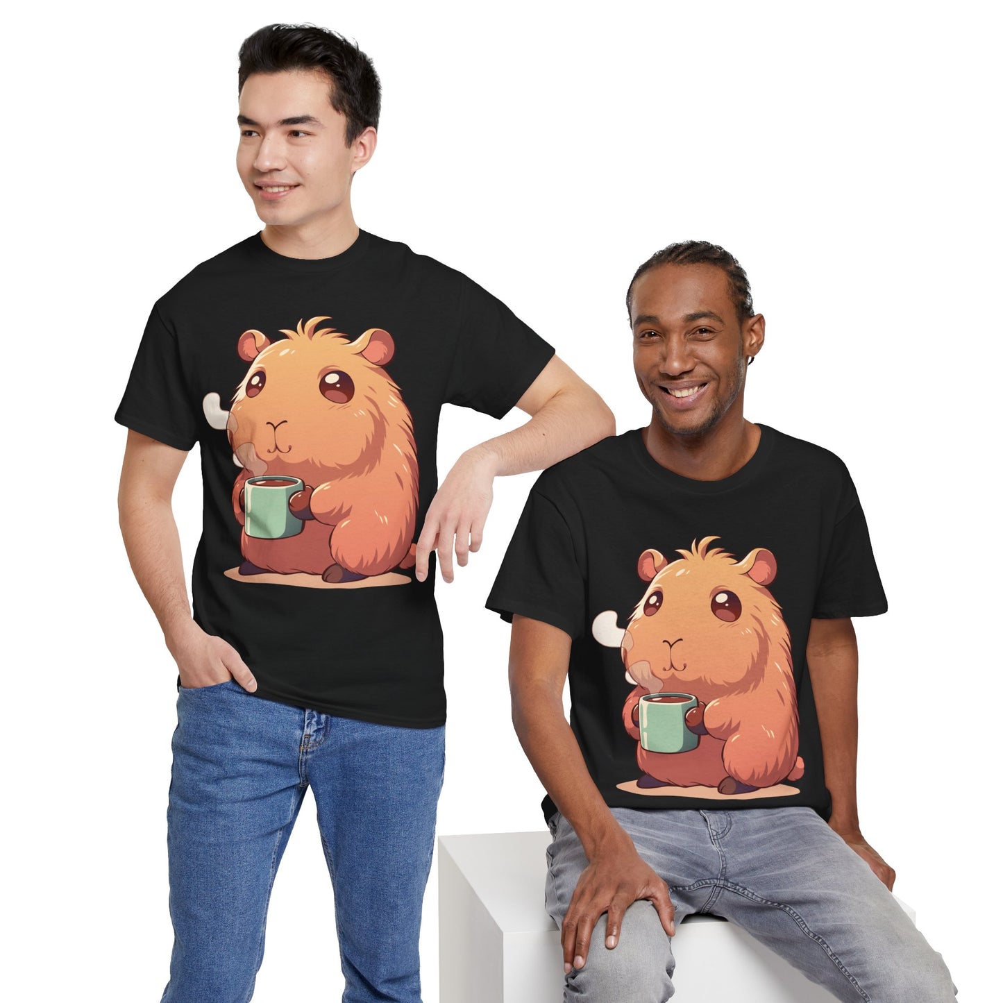 Capybara Coffee T-Shirt | Cute Animal Graphic Tee | Cozy Coffee Lover Shirt