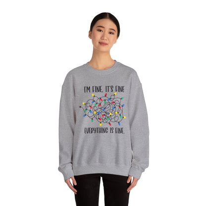 I'm Fine Everything is Fine, Christmas Lights Sweatshirt, Sweatshirts Women, Womens Christmas Sweatshirt, Christmas Sweatshirt