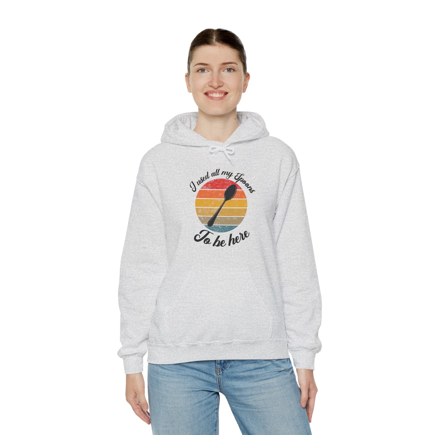 Humorous spoon theory hoodie, "I don't have enough spoons to be here hoodie" Empowering Stylish Comfort Apparel