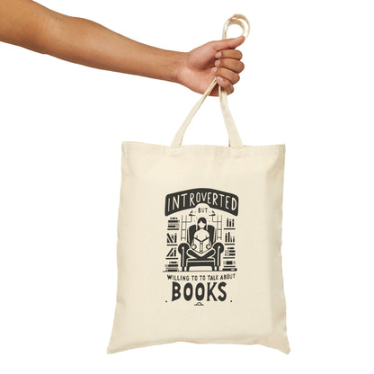 Funny Introvert Cotton Canvas Tote Bag - "Quiet Charm" Book Lover's tote