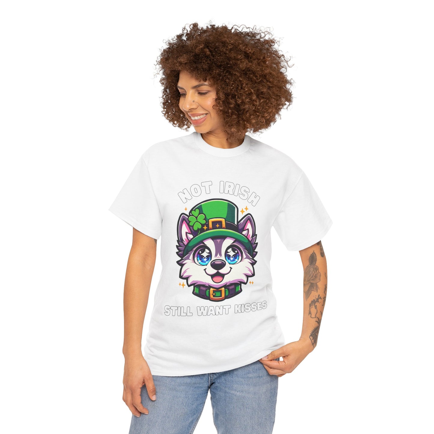 Not Irish But Kissable Husky T-Shirt - St. Patrick’s Day Themed Tee