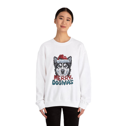 Cute Husky Christmas Sweathirt, Animal Lover Gift  For Christmas, Christmas Merry Dogmas Unisex Heavy Blend™ Crewneck Sweatshirt