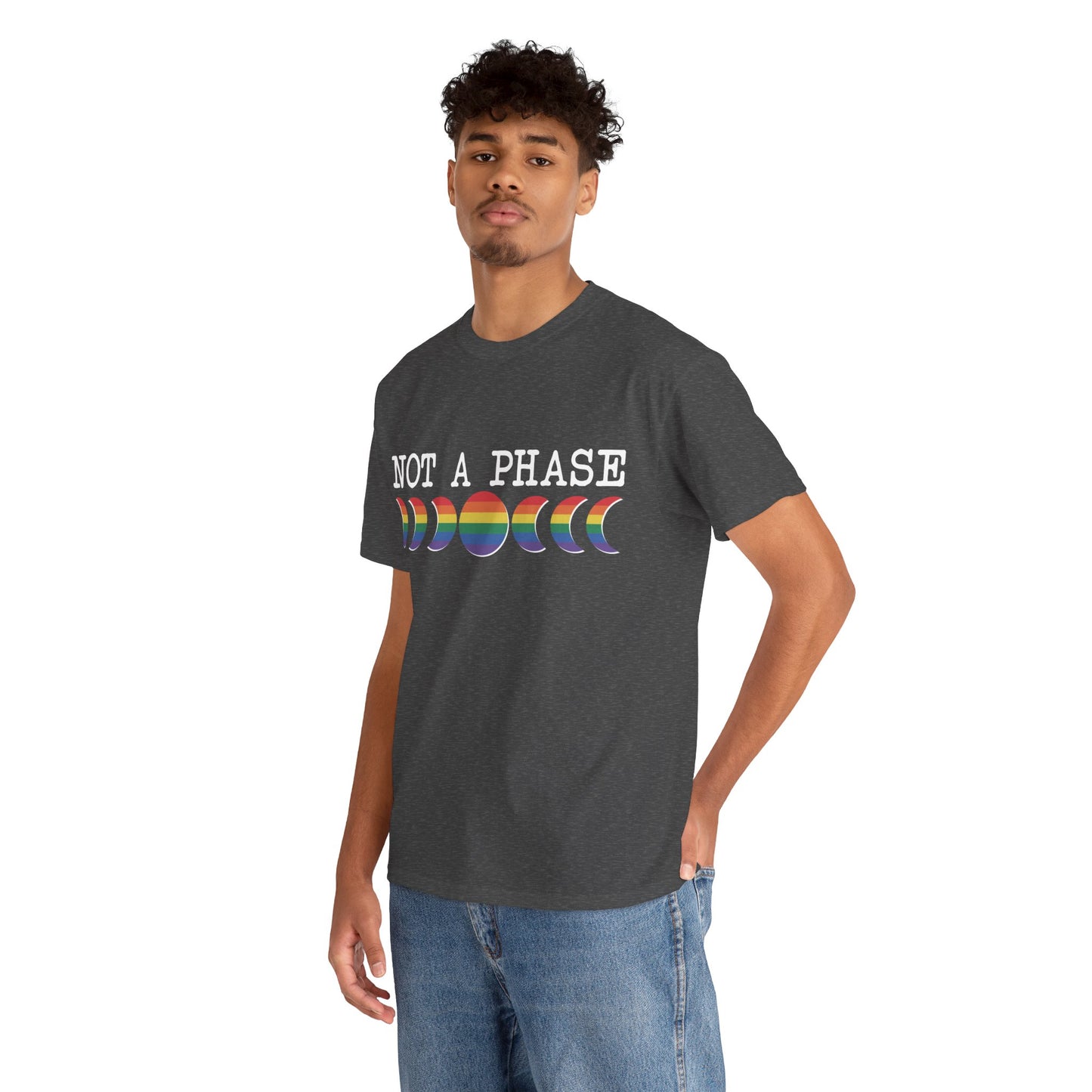 LGBTQ+ Pride "Not a Phase" Rainbow Moon Phases Design Soft T-Shirt