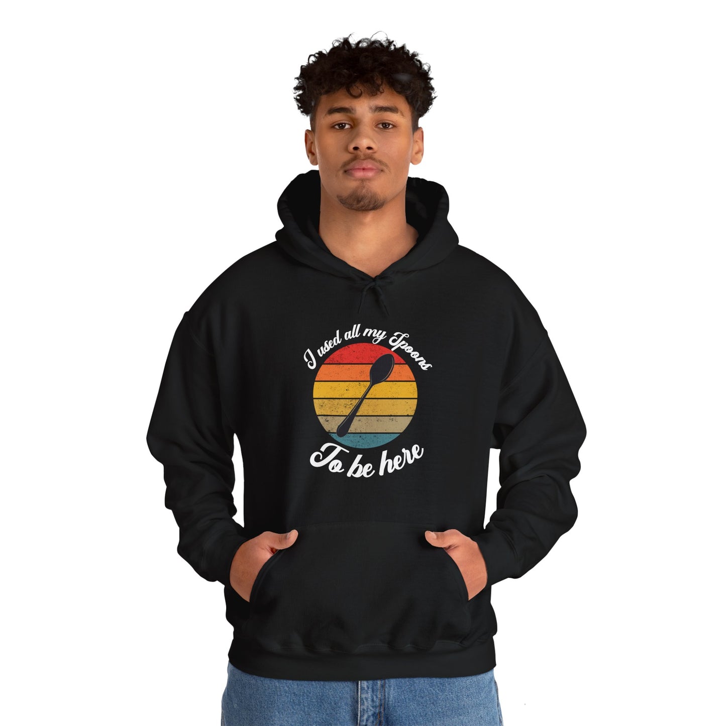 Humorous spoon theory hoodie, "I don't have enough spoons to be here hoodie" Empowering Stylish Comfort Apparel