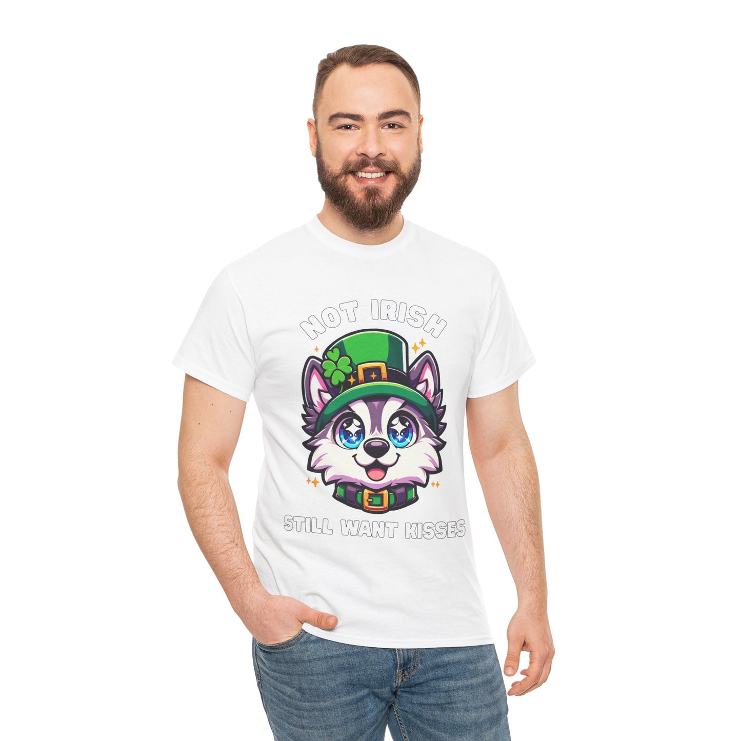 Not Irish But Kissable Husky T-Shirt - St. Patrick’s Day Themed Tee