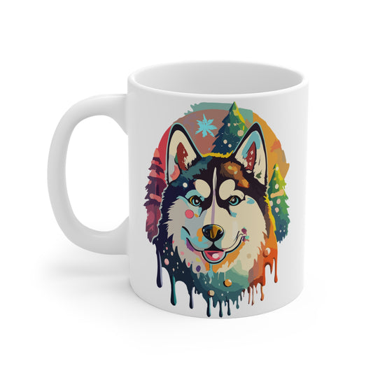 Holiday Christmas Husky Mug - Perfect Winter Dog Cup for Holiday Cheer, Siberian Husky Xmas gift, pet lover mug