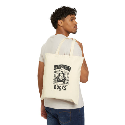 Funny Introvert Cotton Canvas Tote Bag - "Quiet Charm" Book Lover's tote