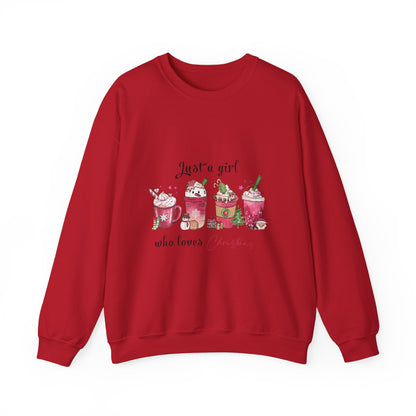 Funny Womens Christmas sweatshirt, Just A Girl Who Loves Christmas, Christmas Lover, Holiday Unisex Heavy Blend™ Crewneck Sweatshirt