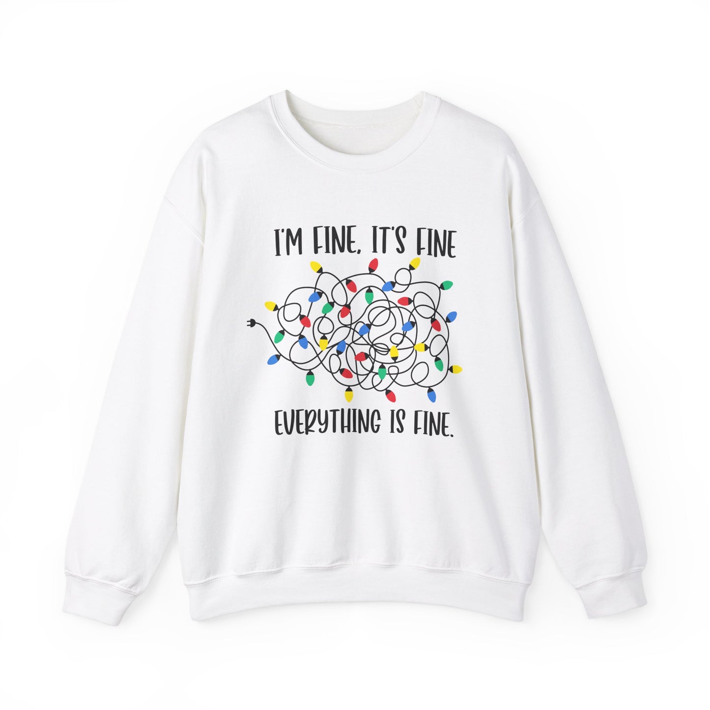 I'm Fine Everything is Fine, Christmas Lights Sweatshirt, Sweatshirts Women, Womens Christmas Sweatshirt, Christmas Sweatshirt