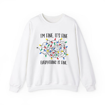 I'm Fine Everything is Fine, Christmas Lights Sweatshirt, Sweatshirts Women, Womens Christmas Sweatshirt, Christmas Sweatshirt