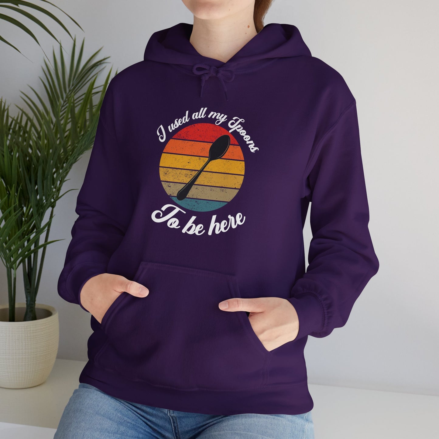 Humorous spoon theory hoodie, "I don't have enough spoons to be here hoodie" Empowering Stylish Comfort Apparel