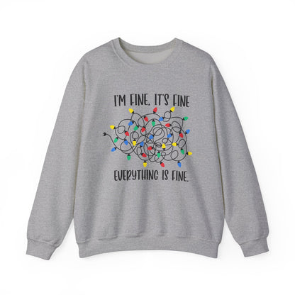 I'm Fine Everything is Fine, Christmas Lights Sweatshirt, Sweatshirts Women, Womens Christmas Sweatshirt, Christmas Sweatshirt