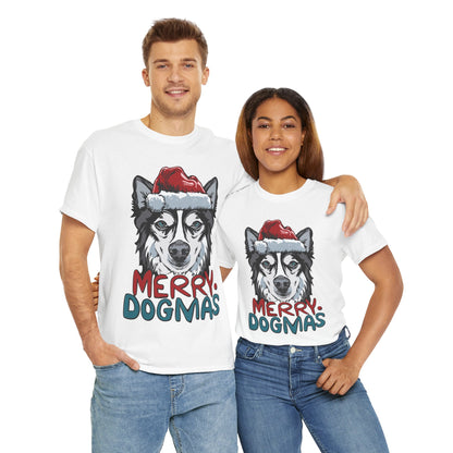 Cute Husky Christmas Shirt, Animal Lover Gift Tee For Christmas, Christmas Dogs Shirt, Christmas Tee For Dog Owner, Merry Dogmas Shirt