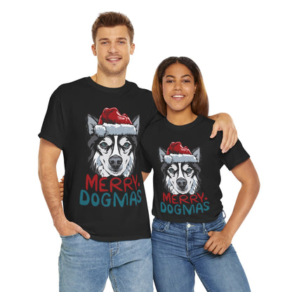 Cute Husky Christmas Shirt, Animal Lover Gift Tee For Christmas, Christmas Dogs Shirt, Christmas Tee For Dog Owner, Merry Dogmas Shirt