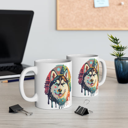 Holiday Christmas Husky Mug - Perfect Winter Dog Cup for Holiday Cheer, Siberian Husky Xmas gift, pet lover mug