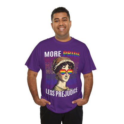 LGBTQ+ More Pride Less Prejudice Emily Dickinson humorous Pride Rainbow T-Shirt Design