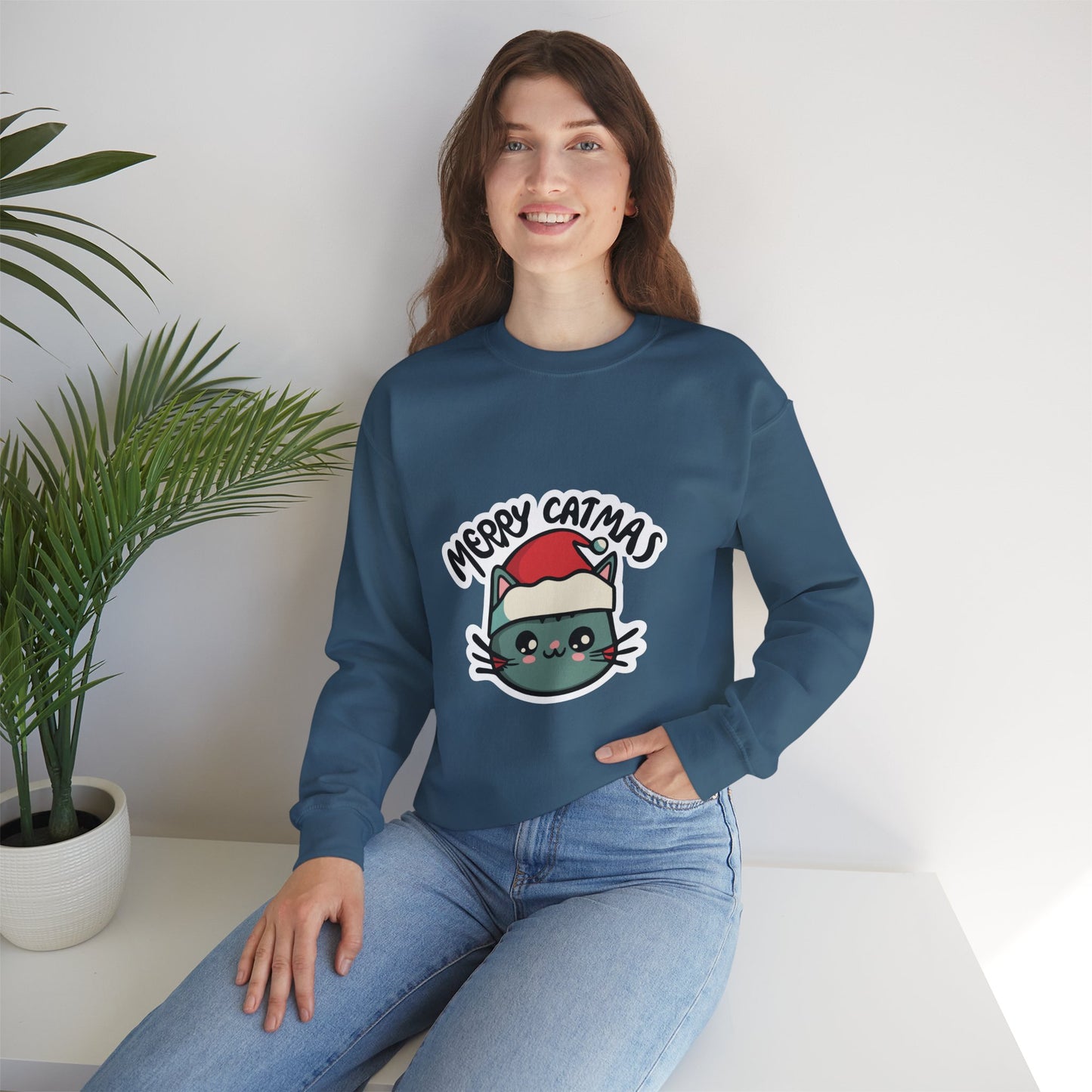 Cute Cat Christmas sweatshirt , Animal Lover Gift sweatshirt For Christmas, Christmas kitty sweatshirt, Christmas For cat Owner,Unisex