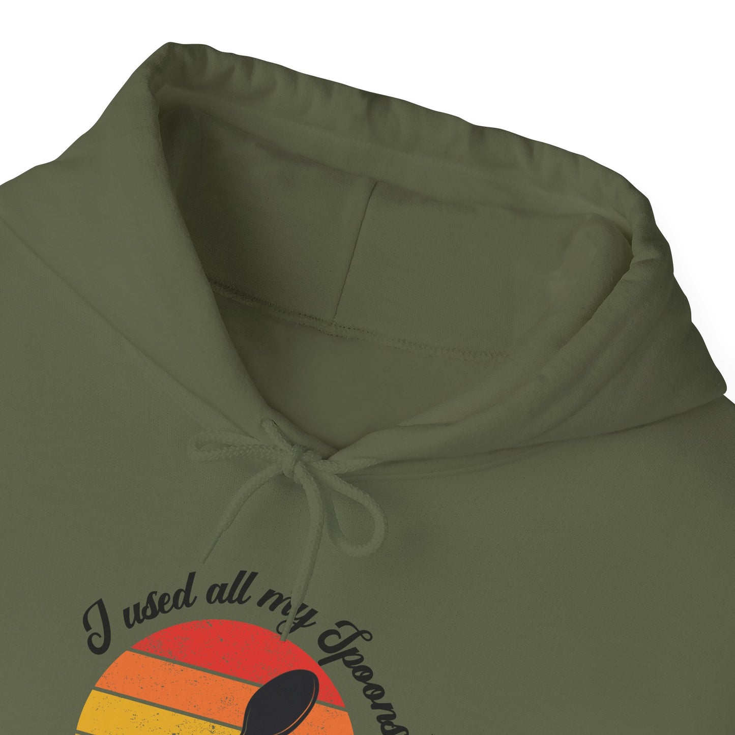 Humorous spoon theory hoodie, "I don't have enough spoons to be here hoodie" Empowering Stylish Comfort Apparel