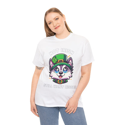 Not Irish But Kissable Husky T-Shirt - St. Patrick’s Day Themed Tee