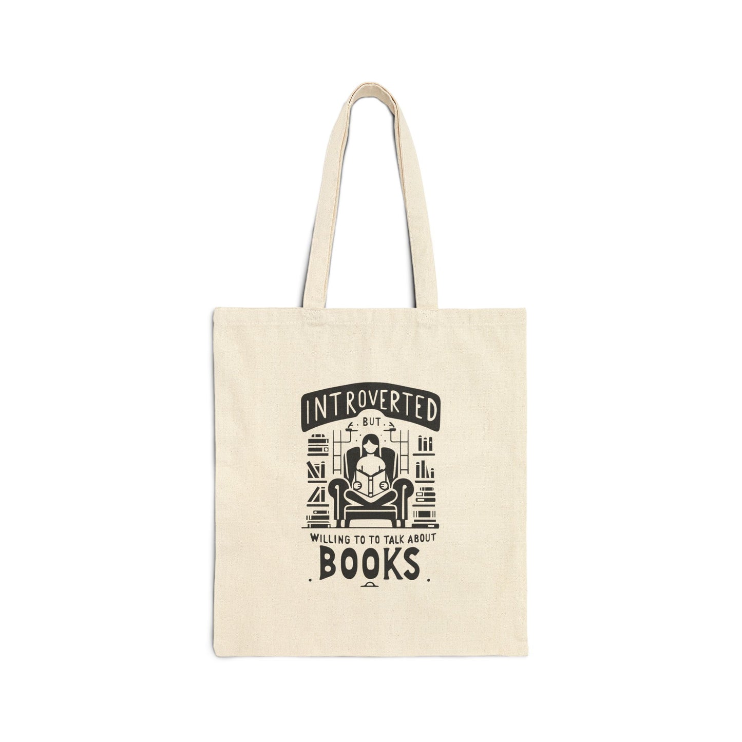 Funny Introvert Cotton Canvas Tote Bag - "Quiet Charm" Book Lover's tote