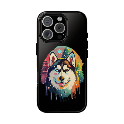 Festive Merry Dogmas Husky Christmas Phone Case for 16, Pro Max, & 15 - Cute Winter Dog Cover, Perfect Holiday Pet Gift